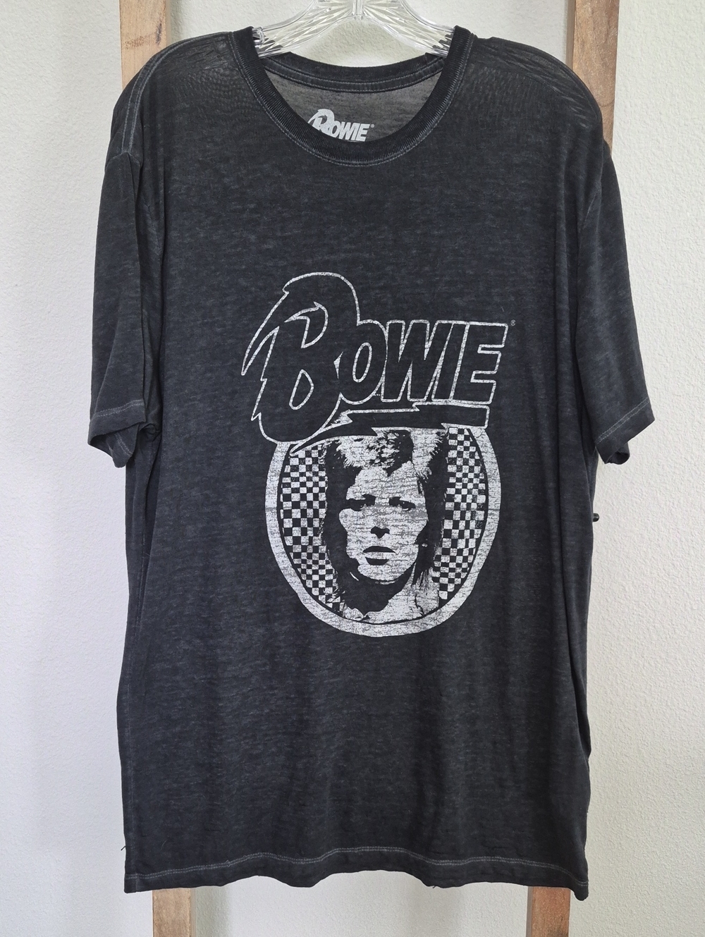 Lucky Brand Bowie Logo Tee in Charcoal Gray, Size L